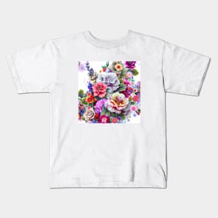 Watercolor Flowers Painting Kids T-Shirt